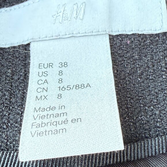 H&M Open-Front 3/4 Gathered Sleeve Tweed Blazer - Picture 9 of 10